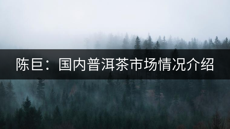 陳巨:國內普洱茶市場情況介紹 陳巨:國內普洱茶市場情況介紹