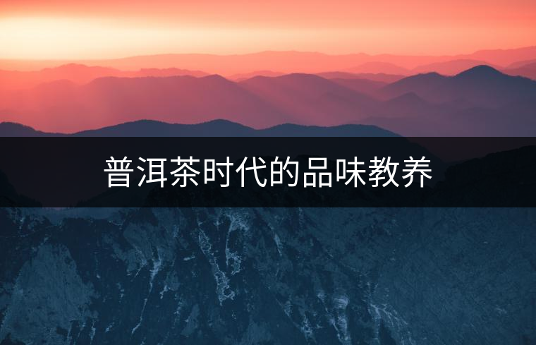 普洱茶時代的品味教養