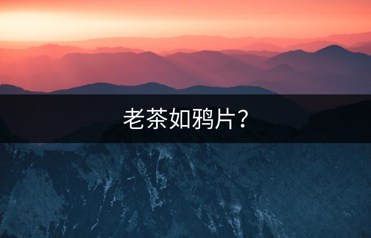 老茶如鴉片？