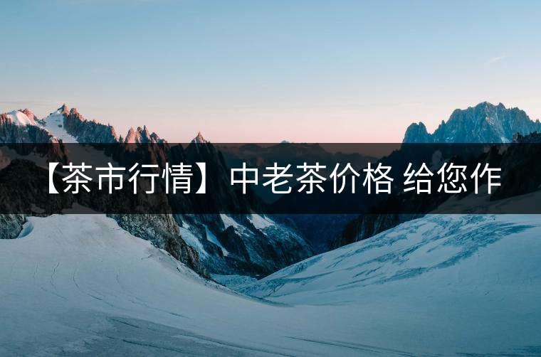 【茶市行情】中老茶價格 給您作參考！