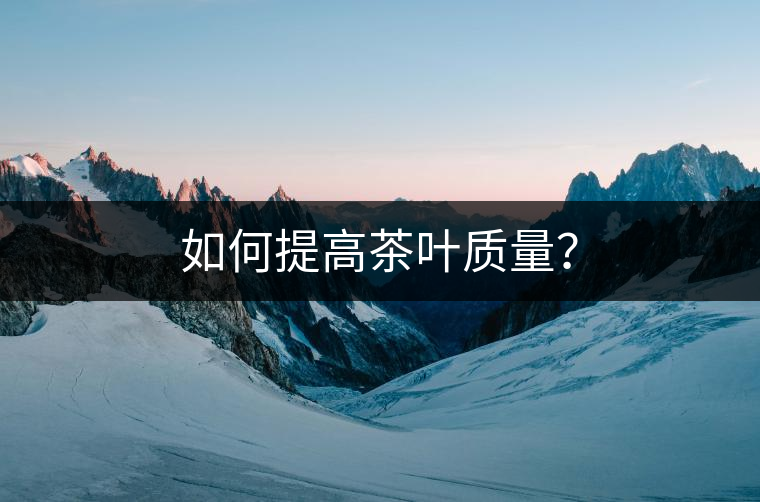 如何提高茶葉質量？