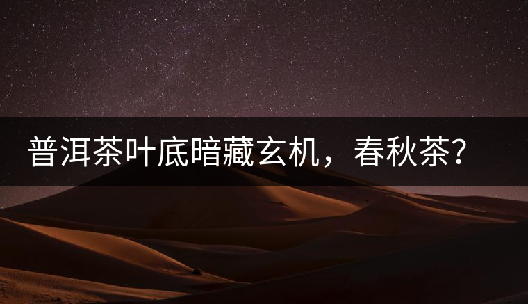 普洱茶葉底暗藏玄機，春秋茶？大樹茶？野生茶？班章料？你讀懂了嗎？