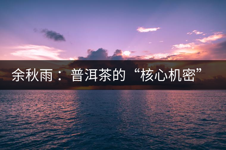 余秋雨 :普洱茶的“核心機密”是什么? 余秋雨 :普洱茶的“核心機密”是什么?