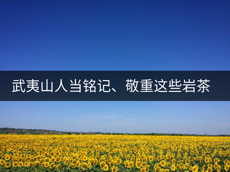 武夷山人當銘記、敬重這些巖茶功臣 武夷山人當銘記、敬重這些巖茶功臣
