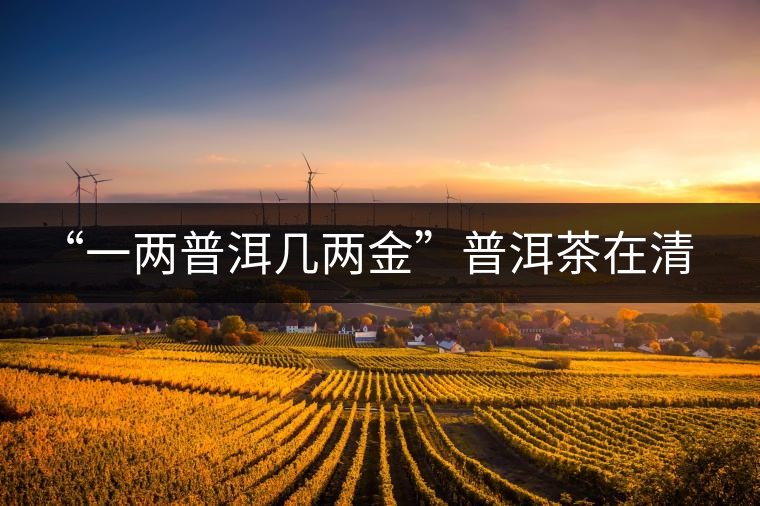 “一兩普洱幾兩金”普洱茶在清代為啥這么火?! “一兩普洱幾兩金”普洱茶在清代為啥這么火?!