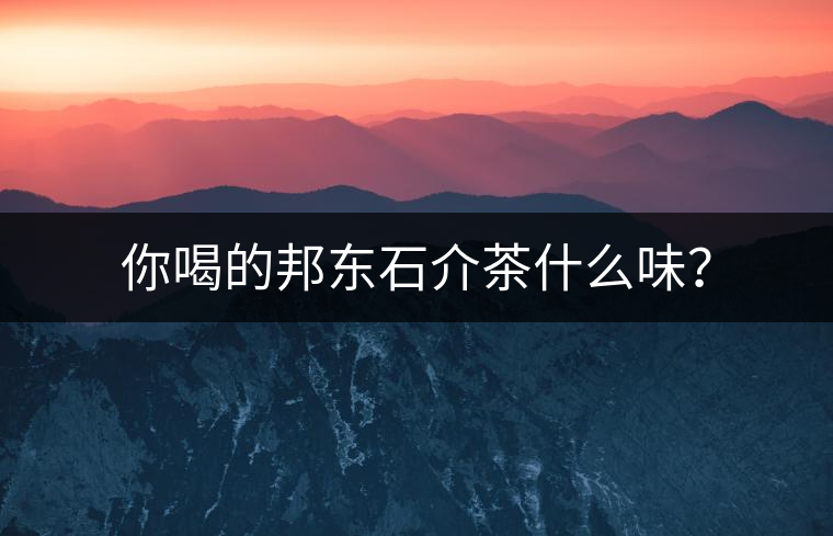你喝的邦東石介茶什么味? 你喝的邦東石介茶什么味?