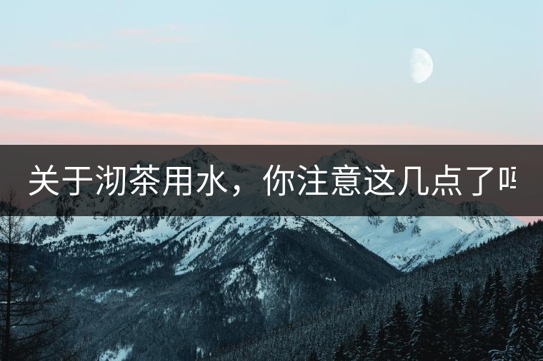 關于沏茶用水，你注意這幾點了嗎？