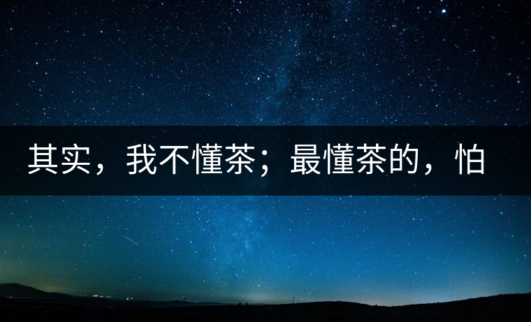 其實,我不懂茶;最懂茶的,怕只有水了 其實,我不懂茶;最懂茶的,怕只有水了