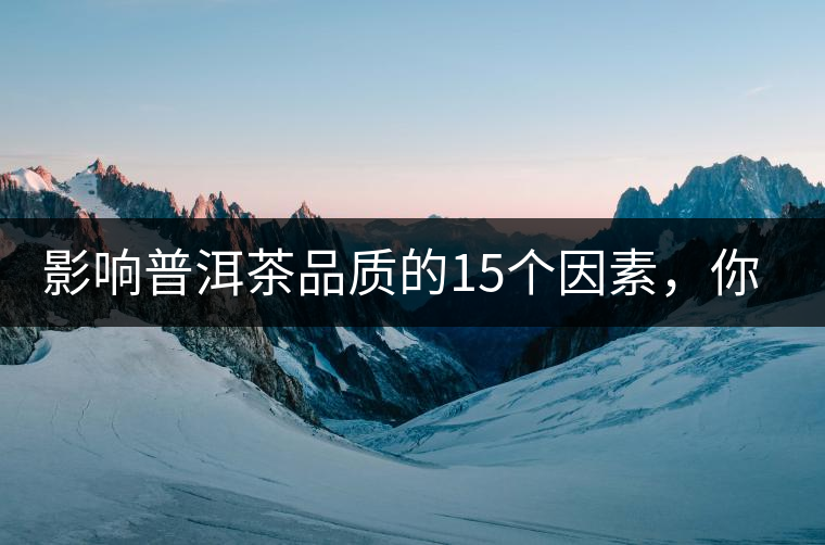 影響普洱茶品質的15個因素，你知道幾個？