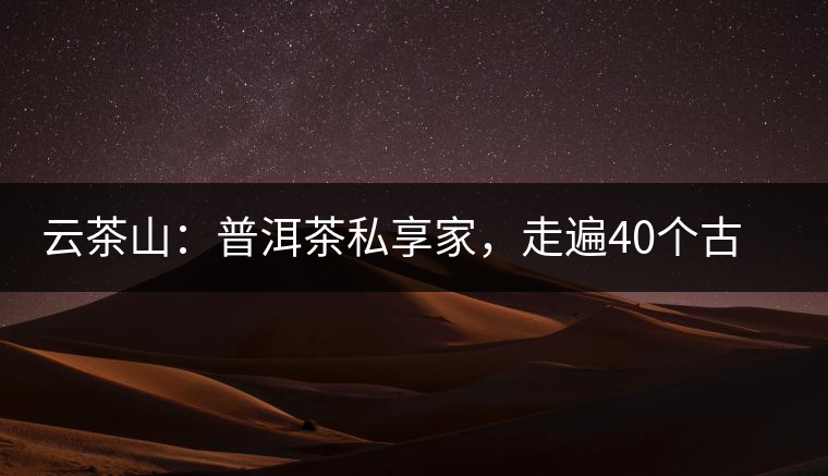 云茶山：普洱茶私享家，走遍40個古寨，24小時提供專家評分與產地茶農一手報價