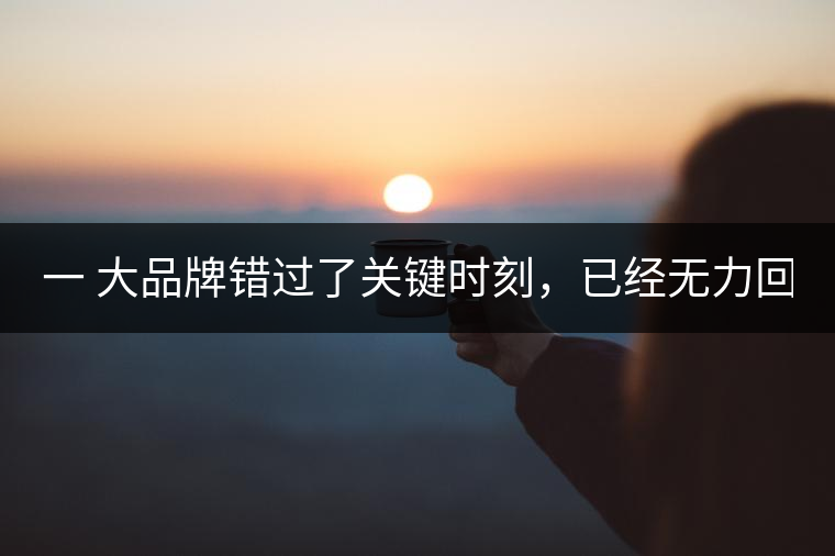 一 大品牌錯過了關鍵時刻,已經無力回天! 一 大品牌錯過了關鍵時刻,已經無力回天!