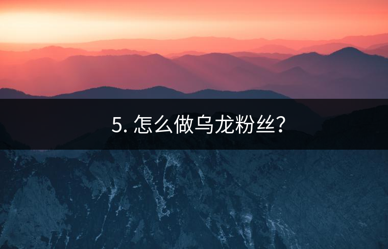 ? 5. 怎么做烏龍粉絲? ? 5. 怎么做烏龍粉絲?